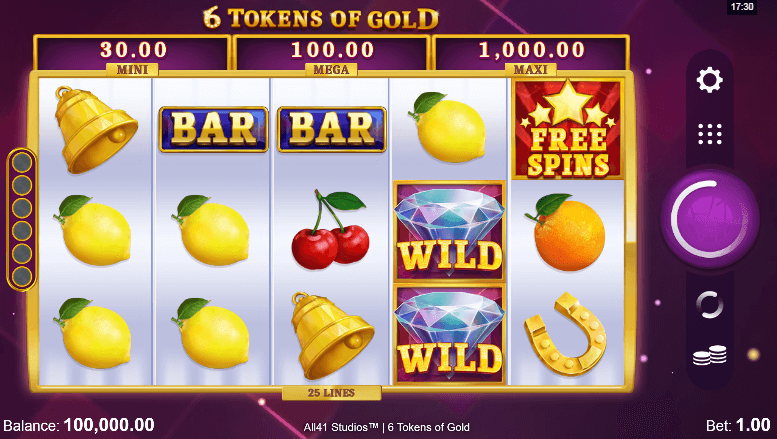 6 Tokens of Gold Spel proces