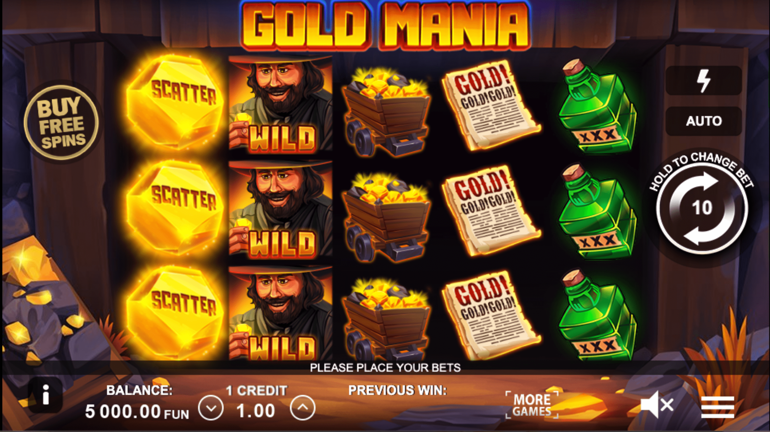 Gold Mania Spel proces