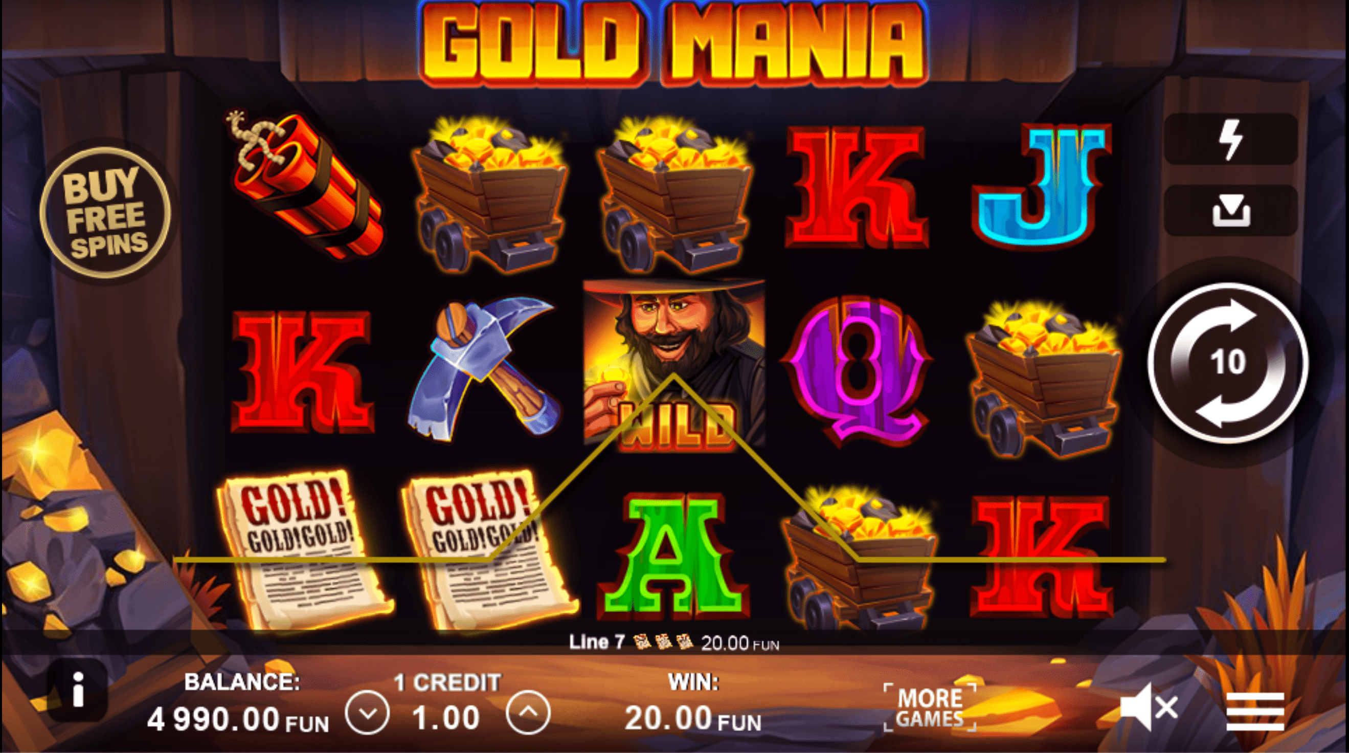 Gold Mania Spel proces