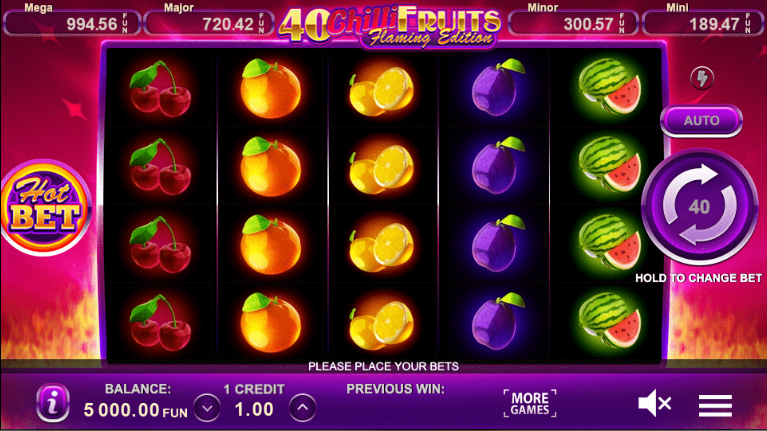 40 Chilli Fruits Flaming Edition Spel proces